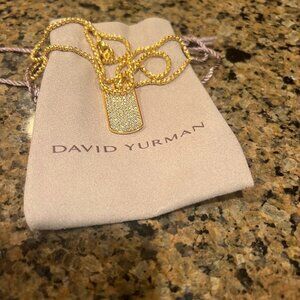 David Yurman Gold Dog Tag 35 mm with Chain